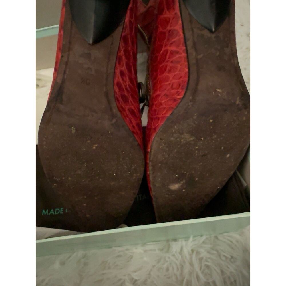 Donald J Pliner Salona Red Tomato Carib Gator Leather Ankle Boots Women’s 8.5 M - Picture 4 of 13